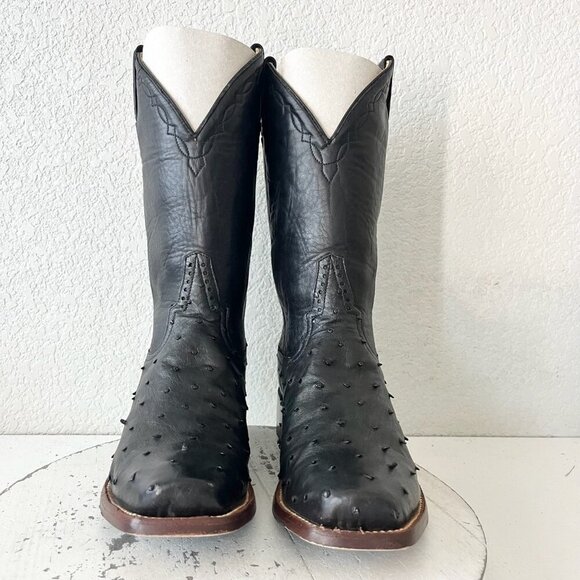 Rod Patrick Womens Cowboy Boots 9C Black Full Quill Ostrich Cowgirl Western EUC - Picture 5 of 12